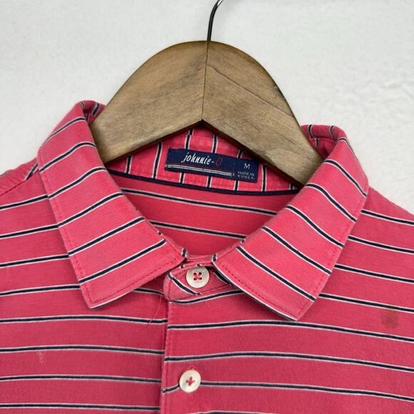 Johnnie O Polo Shirt Men's medium Pink Collared Performance Preppy Golf Office - Picture 2 of 10